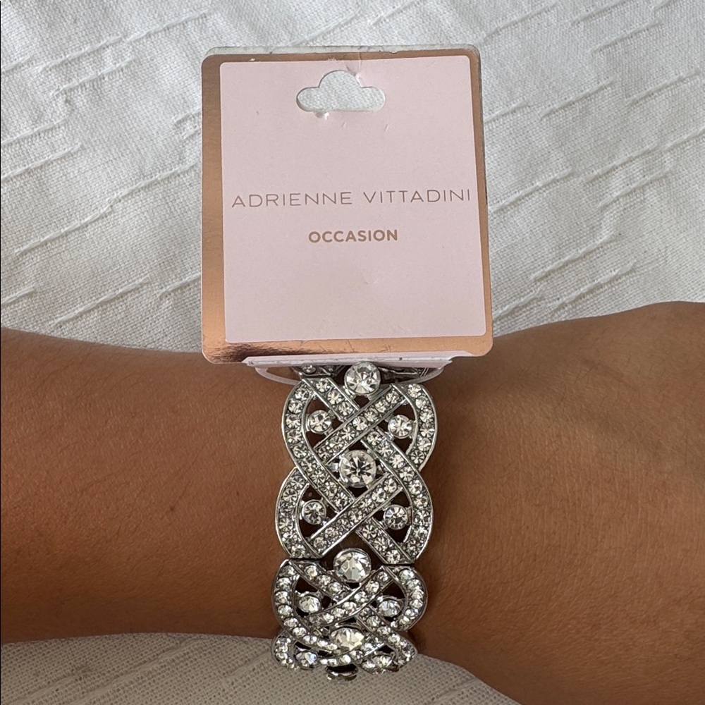 Adrienne Vittadini Silver Crystal Embellished Bracelet